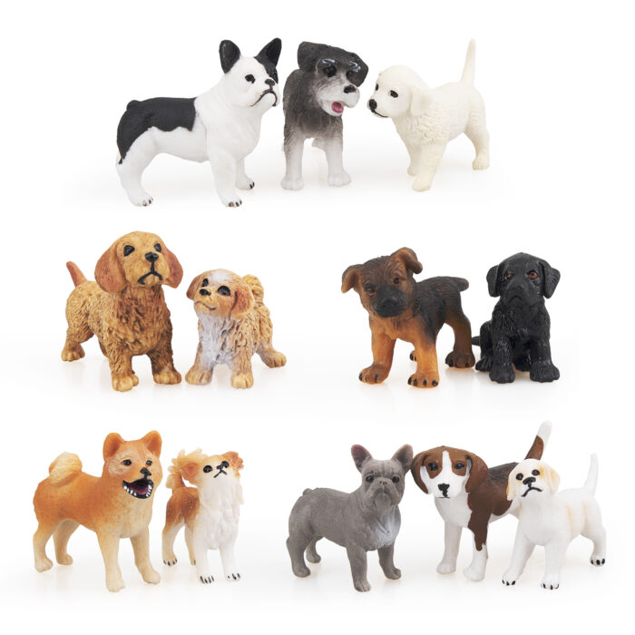 12PCS Mini Dog Figurines Toy Set, Realistic Detailed Plastic Puppy Figures Playset