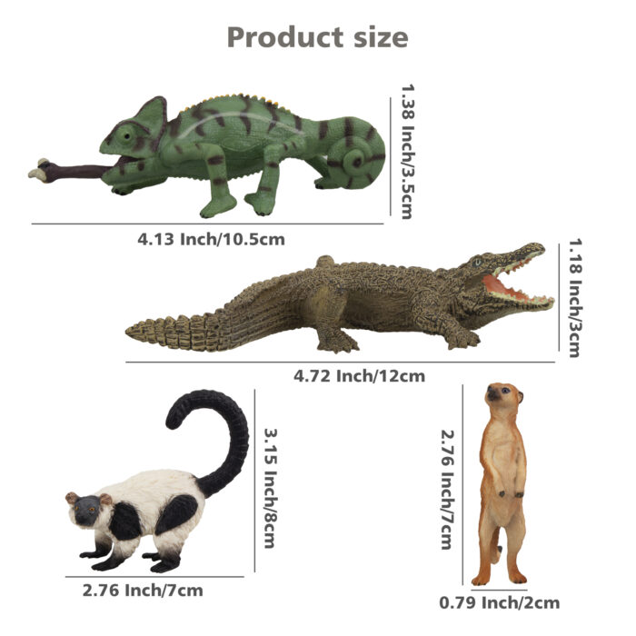 11PCS Madagascar Safari Animals Figurines Toy with Meerkat Lemur Chameleon Crocodile-Jungle Forest Zoo Animal Figures Set - Image 4