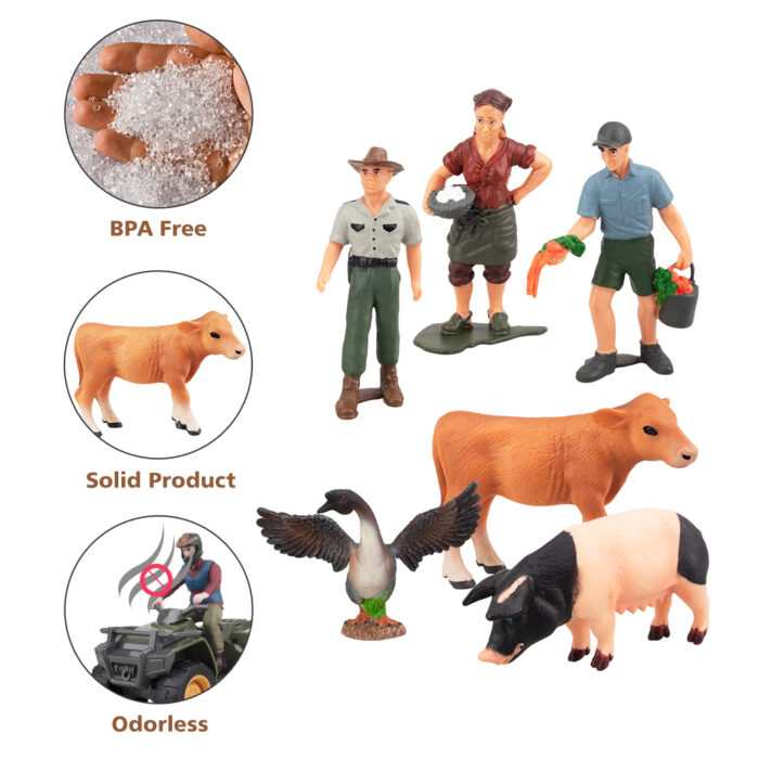 37PCS Big Farm Animals Figurines Toy with Barn House Motorcycle Fence - Farm Tractor Figures Set with Farmers Pigs Foods - Image 4