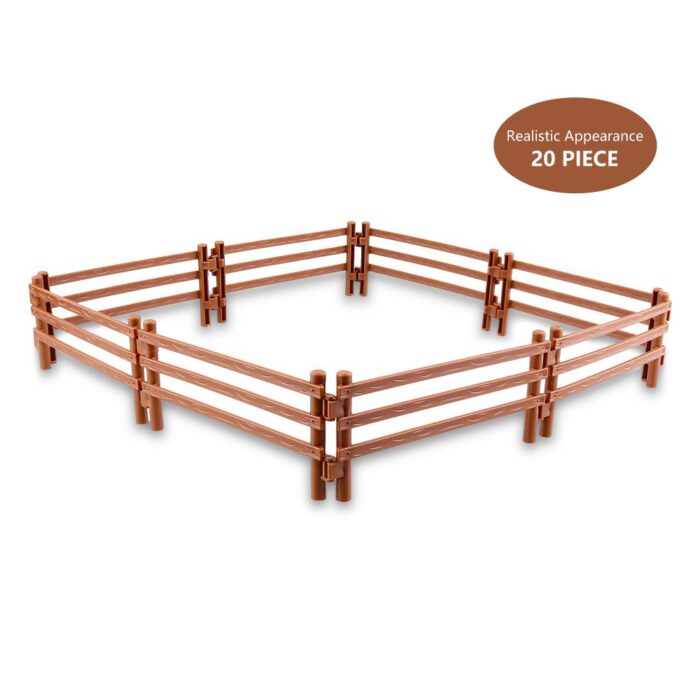 TOYMANY 20PCS Horse Corral Fencing Accessories Playset, Plastic Fence Toys for Farm Barn Paddock Horse Stable or Farm Animals Horses Figurines, Educational Gift Cake Toppers for Kids Toddler - Image 12