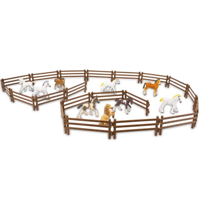 TOYMANY 20PCS Horse Corral Fencing Accessories Playset, Plastic Fence Toys for Farm Barn Paddock Horse Stable or Farm Animals Horses Figurines, Educational Gift Cake Toppers for Kids Toddler - Image 9