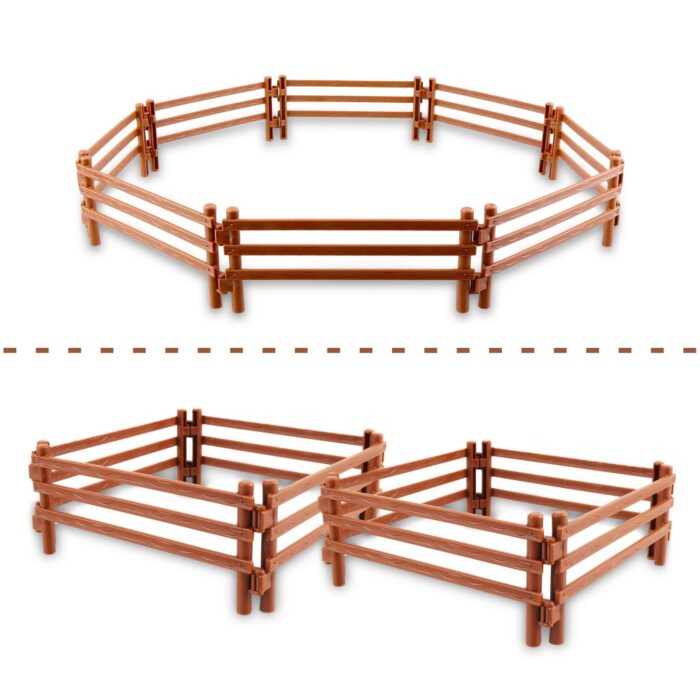 TOYMANY 20PCS Horse Corral Fencing Accessories Playset, Plastic Fence Toys for Farm Barn Paddock Horse Stable or Farm Animals Horses Figurines, Educational Gift Cake Toppers for Kids Toddler - Image 3