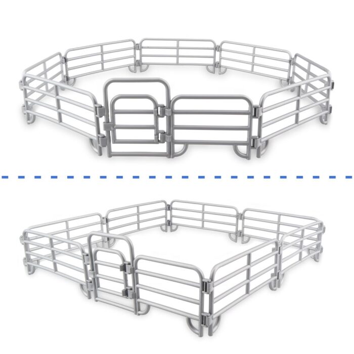 TOYMANY 18PCS Corral Fencing Panel Accessories Playset Includes 2 Gates Fences, Plastic Fence Toys for Barn Paddock Horse Stable or Farm Animals Horses Figurines, Educational Gift for Kids Toddler - Image 14