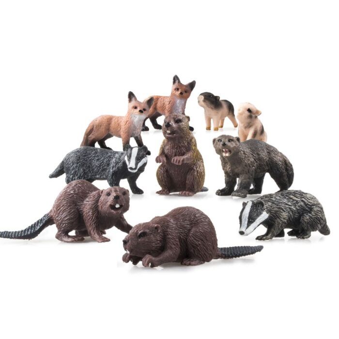 TOYMANY 10PCS Mini Forest Animal Figures, Realistic Wildlife Animal Figurines Toy Set Includes Beavers Foxes Badgers, Easter Eggs Education Birthday Gift Christmas Toy for Kids Children Toddlers - Image 3