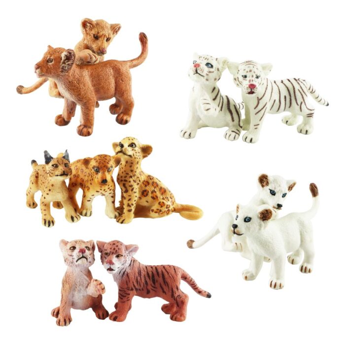 TOYMANY 11 Safari Animal Figurines, High Emulational Detailed Baby Plastic Zoo Animals, Lions Tigers Cheetahs Lynx Figure Toy Set, Easter Eggs Cake Toppers Christmas Birthday Gift for Kids Toddlers - Image 4