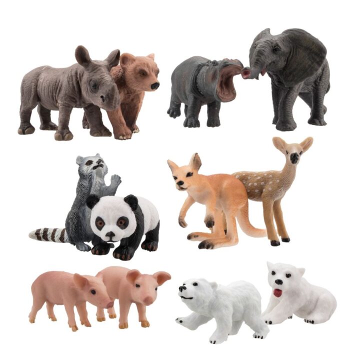 TOYMANY 12PCS Zoo Animal Figurines, High Emulational Detailed Baby Animals Figures, Easter Eggs Education Birthday Gift Christmas Toy Set for Kids Children