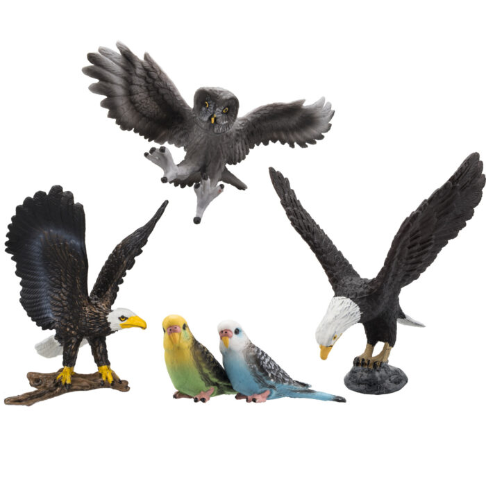 TOYMANY 5PCS Realistic Textures Bird Figurines, Tiny Birds Animal Figures Toy Set Includes Bald Eagles Owl, Easter Eggs Educational Christmas Birthday Gift Set for Boys Girls Kids Toddlers