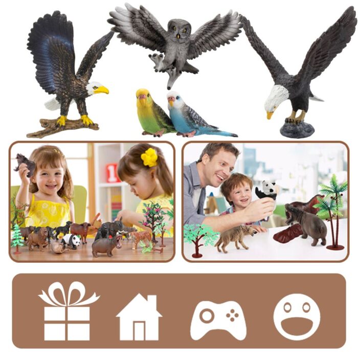 TOYMANY 5PCS Realistic Textures Bird Figurines, Tiny Birds Animal Figures Toy Set Includes Bald Eagles Owl, Easter Eggs Educational Christmas Birthday Gift Set for Boys Girls Kids Toddlers - Image 2