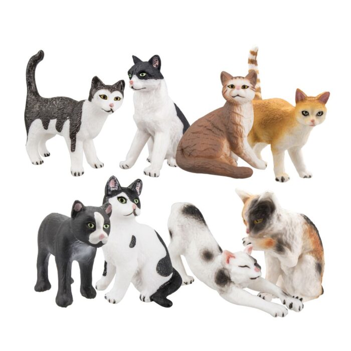 TOYMANY 8PCS Realistic Cat Figurines, Educational Cat Figures Toy Set, Kitten Easter Eggs Cake Topper Christmas Birthday Gift for Kids Boys Girls Children - Image 2