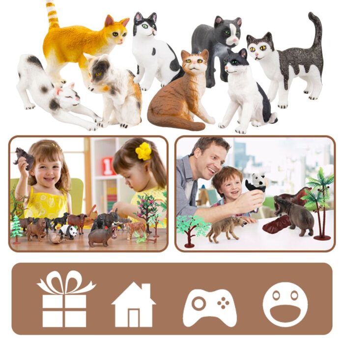 TOYMANY 8PCS Realistic Cat Figurines, Educational Cat Figures Toy Set, Kitten Easter Eggs Cake Topper Christmas Birthday Gift for Kids Boys Girls Children - Image 8