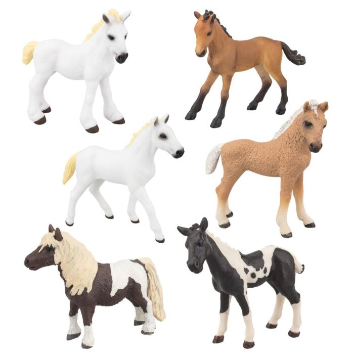 TOYMANY 6PCS 3-4" Realistic Horse Pony Figurines Set, Detailed Textures Foal Animal Figures Toy, Christmas Birthday Gift Cake Topper for Kids Toddlers Children - Image 11