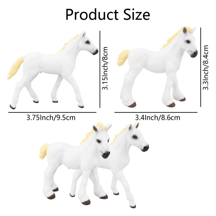 TOYMANY 6PCS 3-4" Realistic Horse Pony Figurines Set, Detailed Textures Foal Animal Figures Toy, Christmas Birthday Gift Cake Topper for Kids Toddlers Children - Image 7