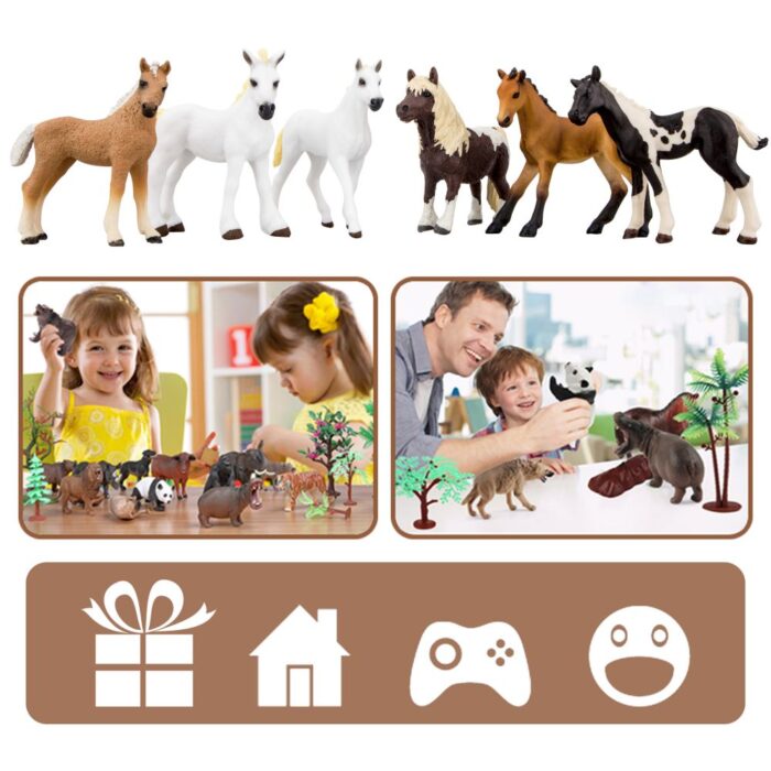 TOYMANY 6PCS 3-4" Realistic Horse Pony Figurines Set, Detailed Textures Foal Animal Figures Toy, Christmas Birthday Gift Cake Topper for Kids Toddlers Children - Image 5