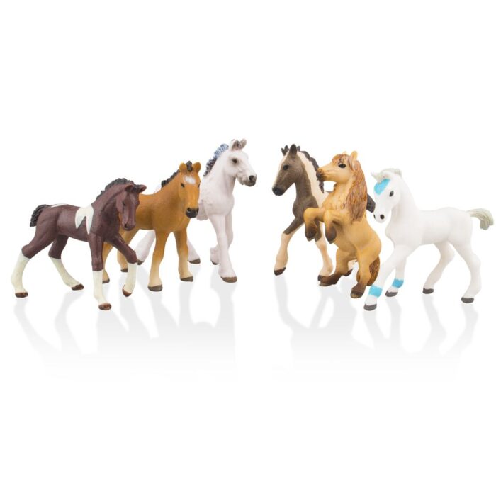 TOYMANY 6PCS 3-4" Realistic Plastic Horse Figurines Set, Detailed Textures Foal Pony Animal Toy Figures, Christmas Birthday Gift Cake Topper for Kids Toddlers Children - Image 3