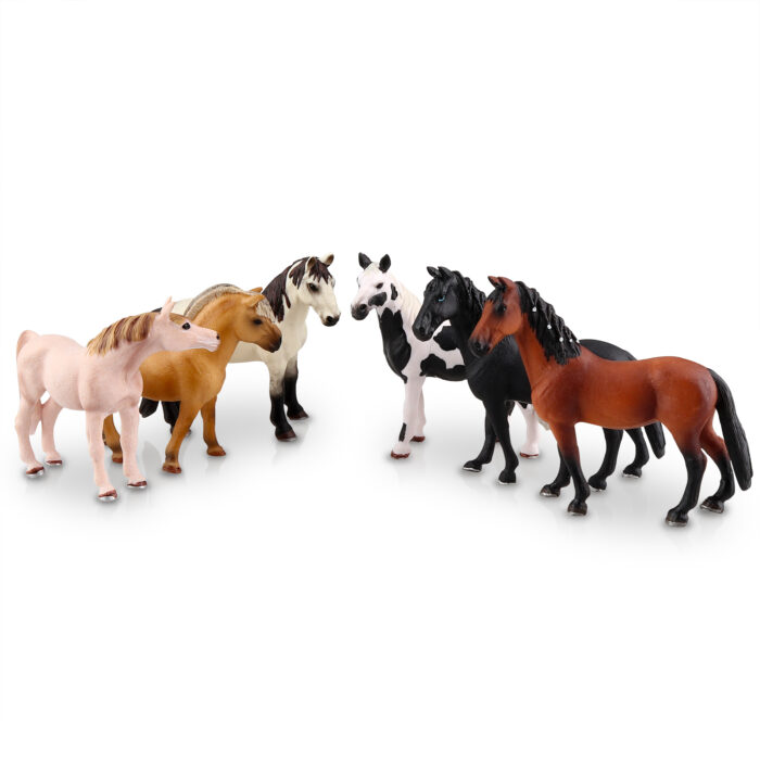 TOYMANY 6PCS 5" Realistic Plastic Large Horse Figurines Set, Detailed Textures Foal Pony Animal Toy Figures, Christmas Birthday Gift Decoration for Kids Toddlers Children - Image 13