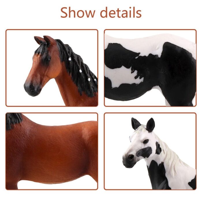 TOYMANY 6PCS 5" Realistic Plastic Large Horse Figurines Set, Detailed Textures Foal Pony Animal Toy Figures, Christmas Birthday Gift Decoration for Kids Toddlers Children - Image 8