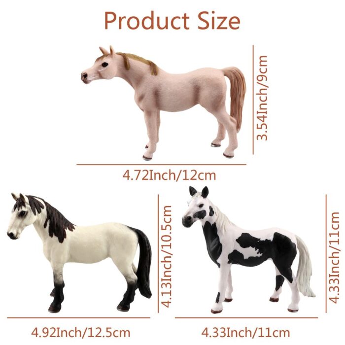 TOYMANY 6PCS 5" Realistic Plastic Large Horse Figurines Set, Detailed Textures Foal Pony Animal Toy Figures, Christmas Birthday Gift Decoration for Kids Toddlers Children - Image 6