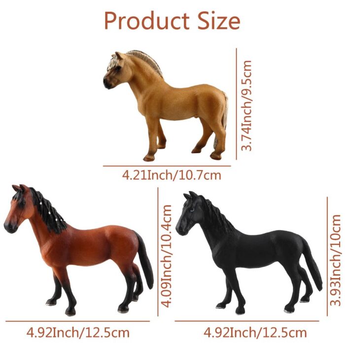 TOYMANY 6PCS 5" Realistic Plastic Large Horse Figurines Set, Detailed Textures Foal Pony Animal Toy Figures, Christmas Birthday Gift Decoration for Kids Toddlers Children - Image 5