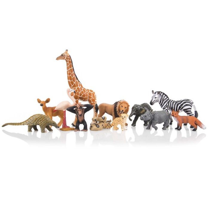 TOYMANY 12PCS Realistic Safari Animals & Zoo Animals Figurines, 2-6" Wild Life Animal Figures Set Includes Elephant,Lion,Giraffe,Chimpanzee, Cake Toppers Christmas Birthday Gift for Kids Todllers - Image 2