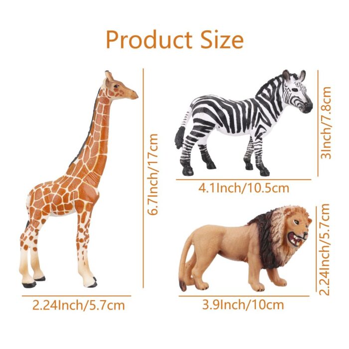 TOYMANY 12PCS Realistic Safari Animals & Zoo Animals Figurines, 2-6" Wild Life Animal Figures Set Includes Elephant,Lion,Giraffe,Chimpanzee, Cake Toppers Christmas Birthday Gift for Kids Todllers - Image 6