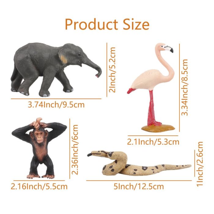 TOYMANY 12PCS Realistic Safari Animals & Zoo Animals Figurines, 2-6" Wild Life Animal Figures Set Includes Elephant,Lion,Giraffe,Chimpanzee, Cake Toppers Christmas Birthday Gift for Kids Todllers - Image 5