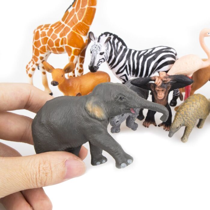 TOYMANY 12PCS Realistic Safari Animals & Zoo Animals Figurines, 2-6" Wild Life Animal Figures Set Includes Elephant,Lion,Giraffe,Chimpanzee, Cake Toppers Christmas Birthday Gift for Kids Todllers - Image 3