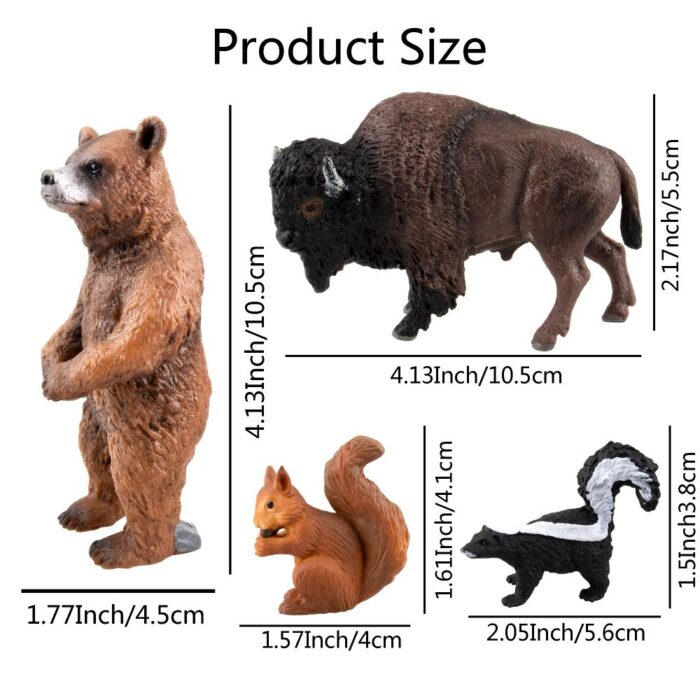 TOYMANY 12PCS North American Forest Animal Figurines, Realistic Safari Animal Figures Set Includes Raccoon,Lynx,Wolf,Bear,Eagle, Educational Toy Cake Toppers Christmas Birthday Gift for Kids Toddlers - Image 6