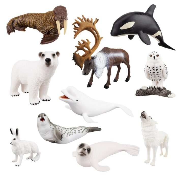 TOYMANY 10PCS 2-7" Realistic Polar Animal Figurines, Plastic Arctic Animal Figure Set Includes Polar Bear,Caribou,Whales,Walrus, Cake Toppers Christmas Birthday Toy Gift for Kids Toddlers - Image 12