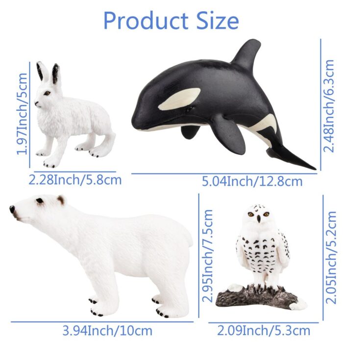 TOYMANY 10PCS 2-7" Realistic Polar Animal Figurines, Plastic Arctic Animal Figure Set Includes Polar Bear,Caribou,Whales,Walrus, Cake Toppers Christmas Birthday Toy Gift for Kids Toddlers - Image 7