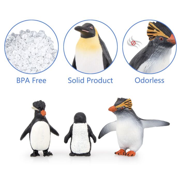 TOYMANY 10PCS Realistic Penguin Figurines, Plastic Polar Arctic Animal Figures Antarctic Set with Different Varieties of Penguin, Easter Eggs Cake Toppers Christmas Birthday Gift for Kids Toddlers - Image 6