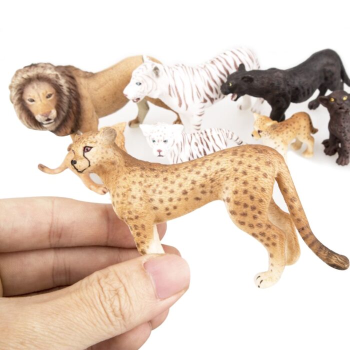 TOYMANY 8PCS 2-5" Plastic Safari Animals Figure Playset Includes Baby Animals, Realistic Lion,Tiger,Cheetah,Black Panther Figurines with Cub, Cake Toppers Christmas Birthday Toy Gift for Kids Toddlers - Image 6