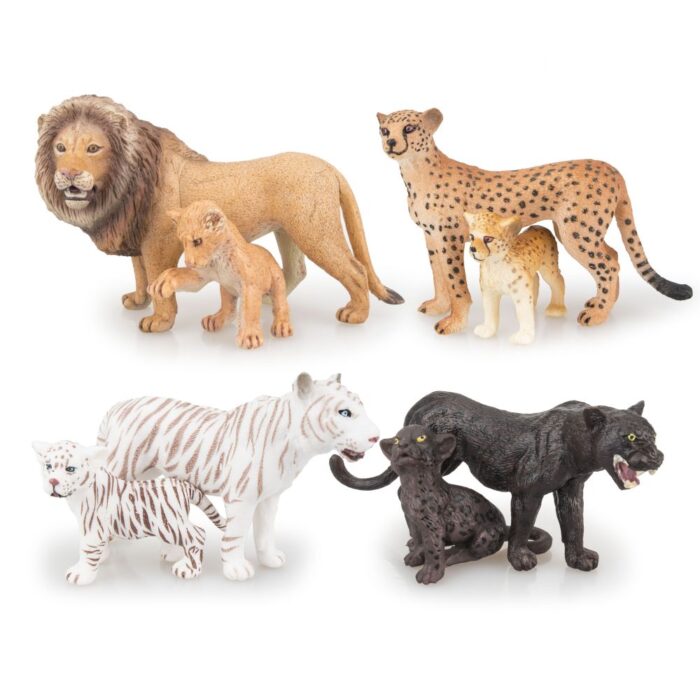 TOYMANY 8PCS 2-5" Plastic Safari Animals Figure Playset Includes Baby Animals, Realistic Lion,Tiger,Cheetah,Black Panther Figurines with Cub, Cake Toppers Christmas Birthday Toy Gift for Kids Toddlers - Image 3