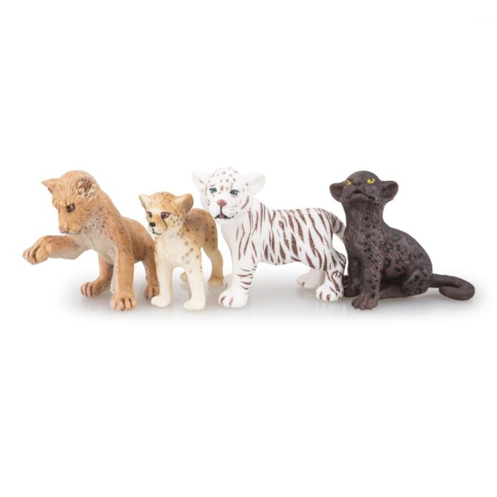 TOYMANY 8PCS 2-5" Plastic Safari Animals Figure Playset Includes Baby Animals, Realistic Lion,Tiger,Cheetah,Black Panther Figurines with Cub, Cake Toppers Christmas Birthday Toy Gift for Kids Toddlers - Image 2