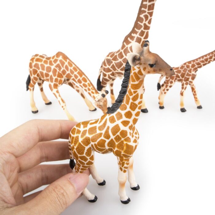 TOYMANY 4PCS Realistic Giraffe Figurines with Giraffe Cub, 2-7" Plastic Safari Animals Figures Family Playset Includes Baby, Educational Toy Cake Toppers Christmas Birthday Gift for Kids Toddlers - Image 12