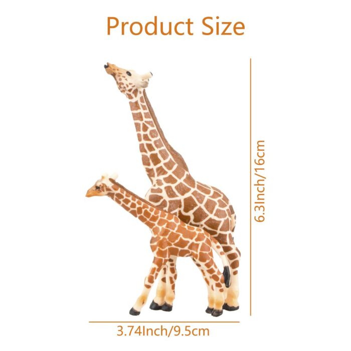 TOYMANY 4PCS Realistic Giraffe Figurines with Giraffe Cub, 2-7" Plastic Safari Animals Figures Family Playset Includes Baby, Educational Toy Cake Toppers Christmas Birthday Gift for Kids Toddlers - Image 6