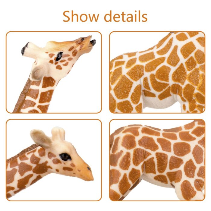 TOYMANY 4PCS Realistic Giraffe Figurines with Giraffe Cub, 2-7" Plastic Safari Animals Figures Family Playset Includes Baby, Educational Toy Cake Toppers Christmas Birthday Gift for Kids Toddlers - Image 5