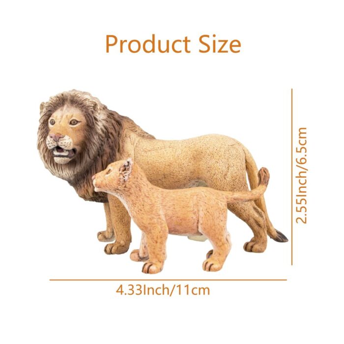 TOYMANY 4PCS Realistic Lion Figurines with Lion Cubs, 2-5" Safari Animals Figures Family Set Includes Baby Lions, Educational Toy Cake Toppers Christmas Birthday Gift for Kids Toddlers - Image 3