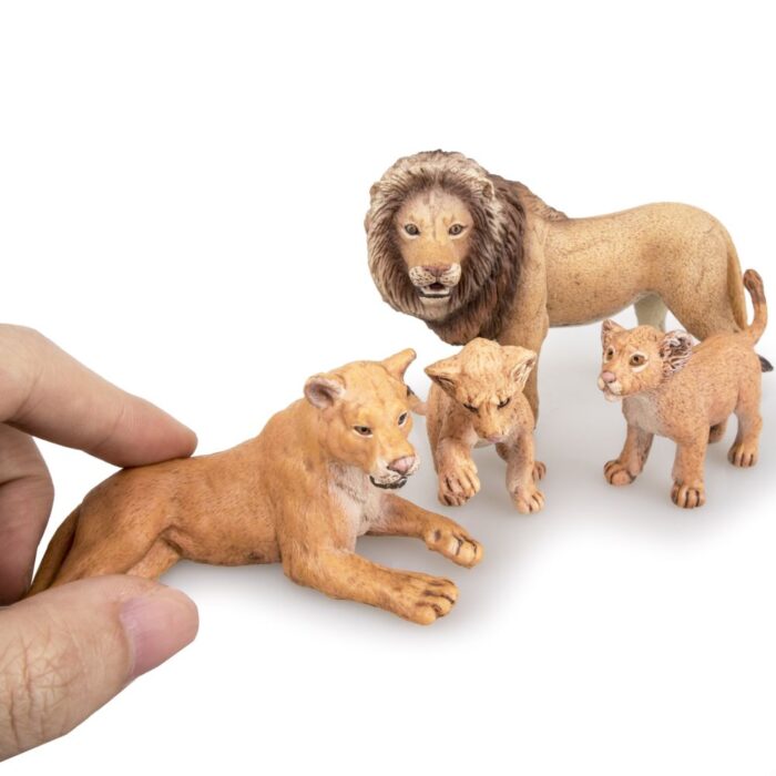 TOYMANY 4PCS Realistic Lion Figurines with Lion Cubs, 2-5" Safari Animals Figures Family Set Includes Baby Lions, Educational Toy Cake Toppers Christmas Birthday Gift for Kids Toddlers - Image 2