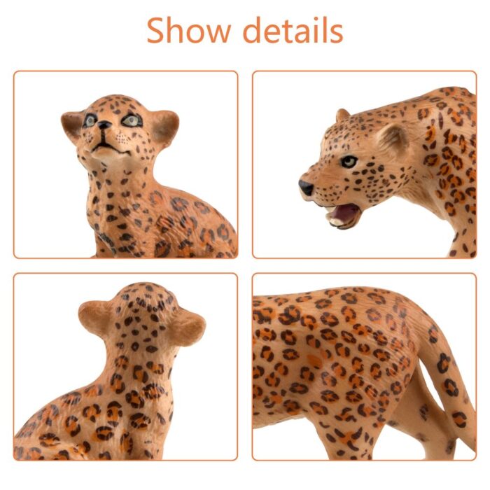 TOYMANY 4PCS Realistic Leopards Figurines with Leopard Cub, 2-5" Plastic Safari Animals Figures Family Playset Includes Baby, Educational Toy Cake Toppers Christmas Birthday Gift for Kids Toddlers - Image 5