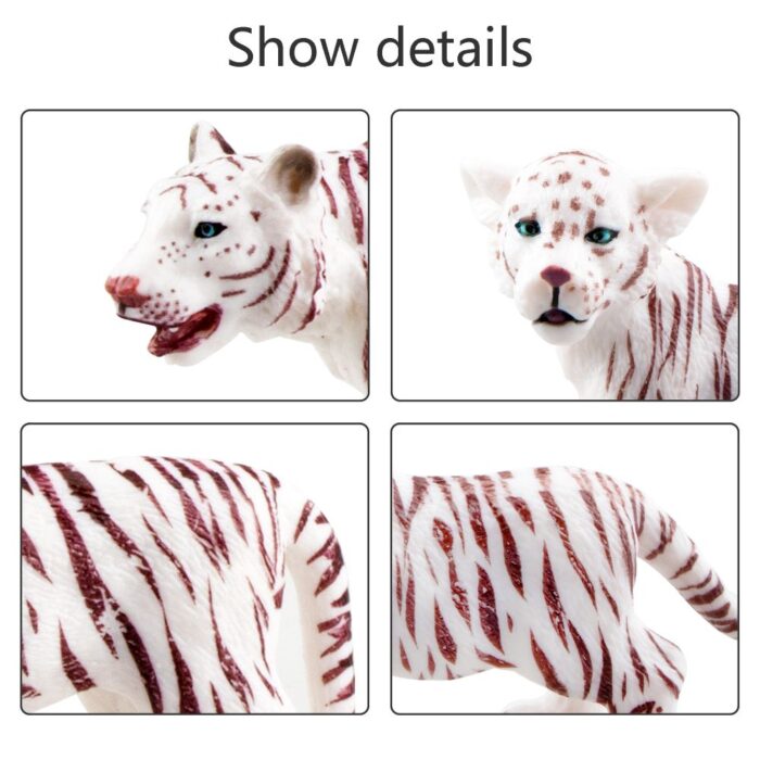 Toymany 4PCS Realistic White Tigers Figurines with Tiger Cubs, 2-6" Safari Animals Figures Family Set Includes Baby Tigers, Educational Toy Cake Toppers Christmas Birthday Gift for Kids Toddlers - Image 6