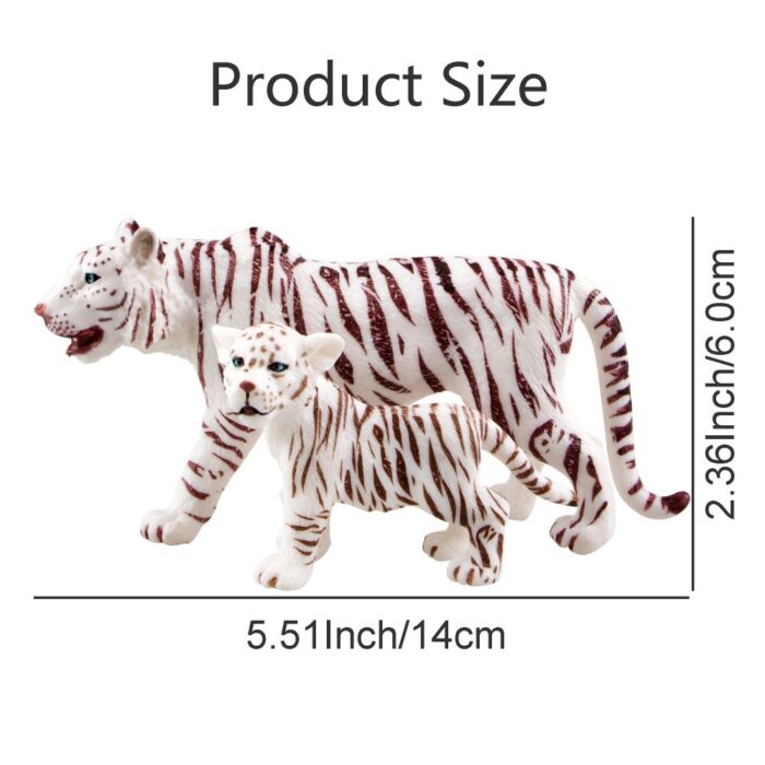 Toymany 4PCS Realistic White Tigers Figurines with Tiger Cubs, 2-6" Safari Animals Figures Family Set Includes Baby Tigers, Educational Toy Cake Toppers Christmas Birthday Gift for Kids Toddlers - Image 4