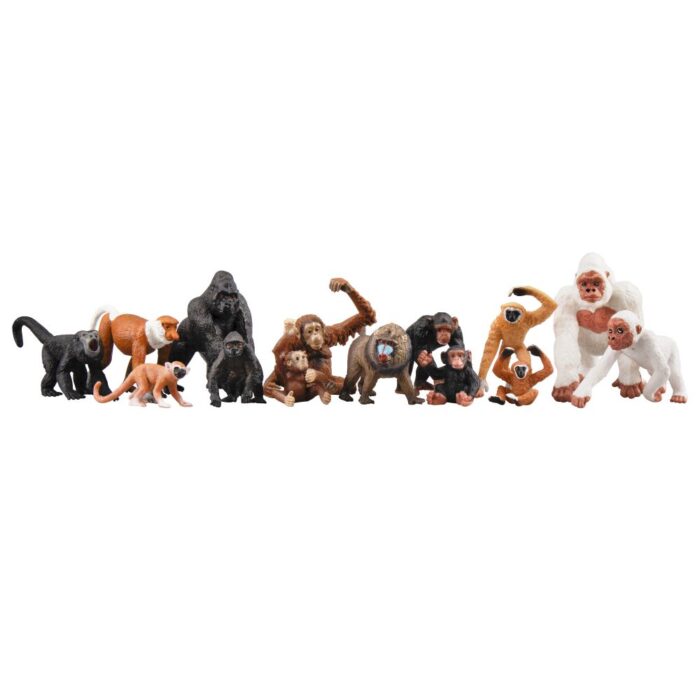 TOYMANY 14PCS Various Monkeys & Gorillas Figurines Playset, Plastic Jungle Animals Monkey Toy Set Included Chimpanzee Mandrill Gibbons, Cake Toppers Christmas Birthday Gift for Kids Todllers - Image 10