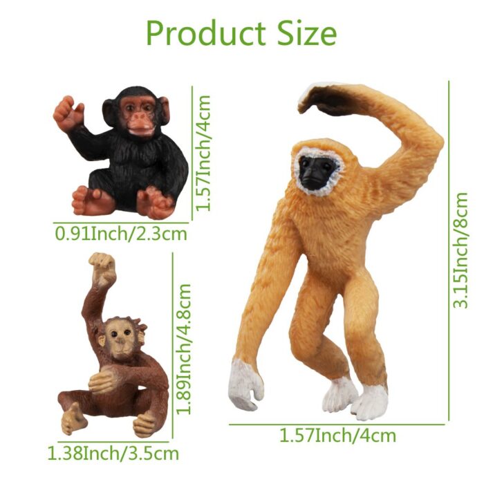 TOYMANY 14PCS Various Monkeys & Gorillas Figurines Playset, Plastic Jungle Animals Monkey Toy Set Included Chimpanzee Mandrill Gibbons, Cake Toppers Christmas Birthday Gift for Kids Todllers - Image 3