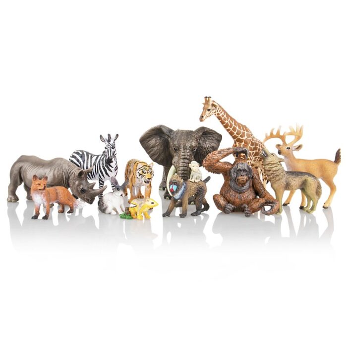 TOYMANY 12PCS Realistic Jungle Animal Figurines, 2-6" Safari Animal Figures Set Includes Elephant,Tiger,Giraffe,Deer,Monkey, Educational Toy Cake Toppers Christmas Birthday Toy Gift for Kids Toddlers - Image 11