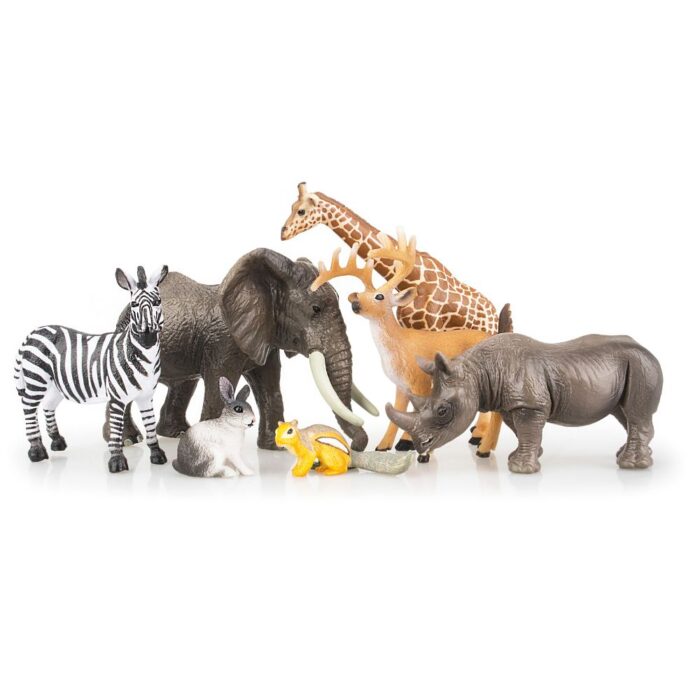 TOYMANY 12PCS Realistic Jungle Animal Figurines, 2-6" Safari Animal Figures Set Includes Elephant,Tiger,Giraffe,Deer,Monkey, Educational Toy Cake Toppers Christmas Birthday Toy Gift for Kids Toddlers - Image 9