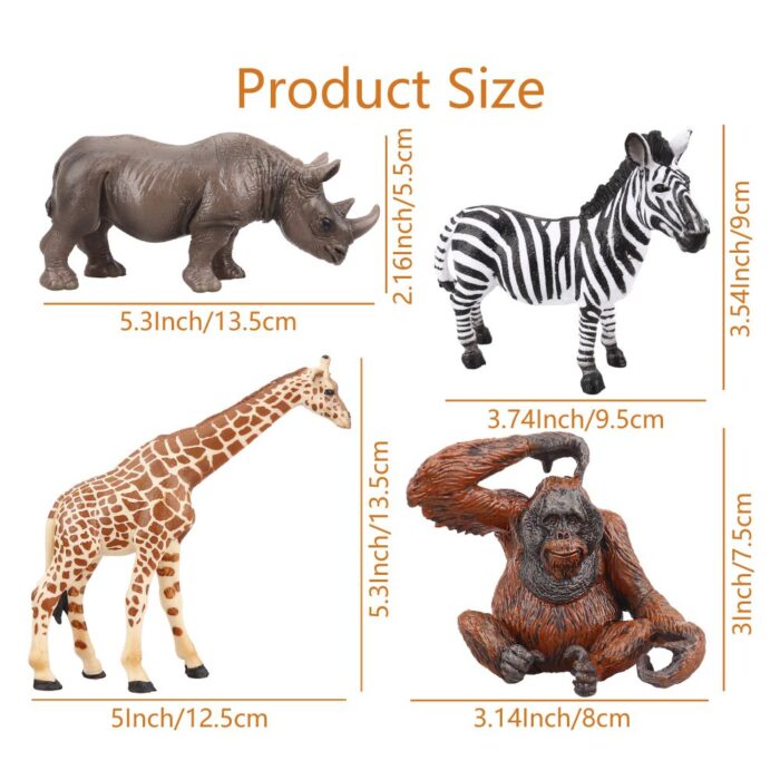 TOYMANY 12PCS Realistic Jungle Animal Figurines, 2-6" Safari Animal Figures Set Includes Elephant,Tiger,Giraffe,Deer,Monkey, Educational Toy Cake Toppers Christmas Birthday Toy Gift for Kids Toddlers - Image 4