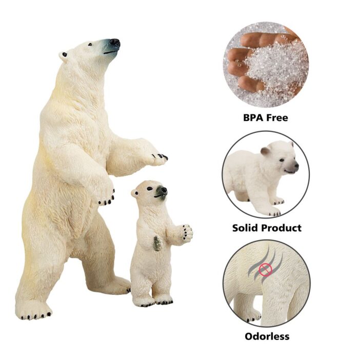 Toymany 4PCS Polar Bear Figurines Toy Set, 2-5" Realistic Plastic Polar Animals Figures Family Set with Baby Polar Bears, Educational Toy Cake Toppers Christmas Birthday Gift for Kids Toddlers - Image 8