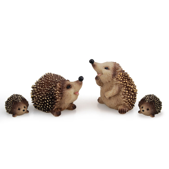 Toymany Hedgehog Figurines Garden Statues, 4PCS Plastic Realistic Safari Forest Jumbo Zoo Animals Toy Figures, Cake Topper Party Favor Flowerpot Plants Decor Terrarium Ornaments