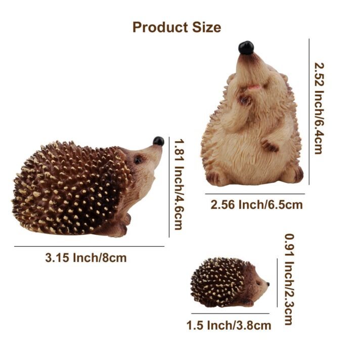 Toymany Hedgehog Figurines Garden Statues, 4PCS Plastic Realistic Safari Forest Jumbo Zoo Animals Toy Figures, Cake Topper Party Favor Flowerpot Plants Decor Terrarium Ornaments - Image 3