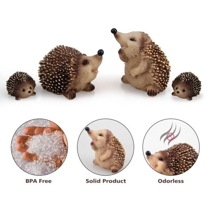 Toymany Hedgehog Figurines Garden Statues, 4PCS Plastic Realistic Safari Forest Jumbo Zoo Animals Toy Figures, Cake Topper Party Favor Flowerpot Plants Decor Terrarium Ornaments - Image 6